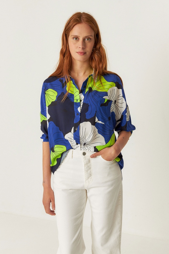 Camisa mangas 3/4 estampado floral 