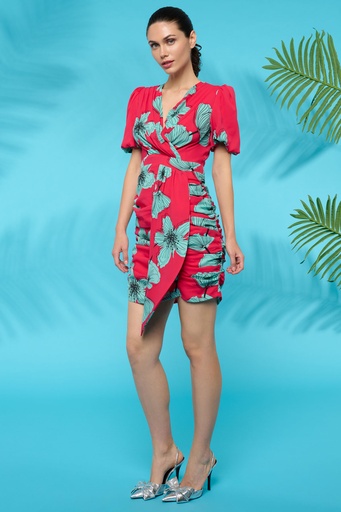 [pasadena] Vestido falda fruncida flores