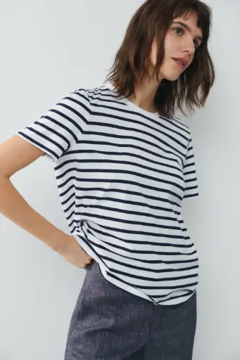 [ts stripes] Camiseta m/c rayas ecru-navy