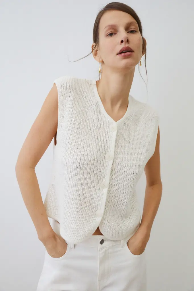 Chaleco punto off white 