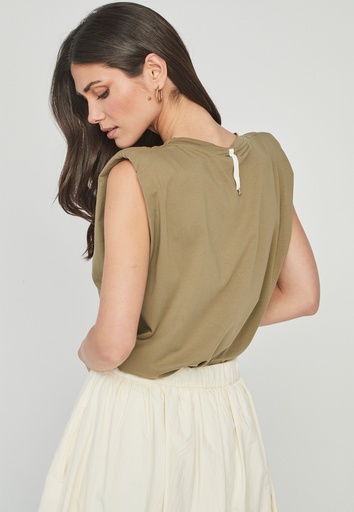 [zomi] Camiseta con hombreras color BLANCO