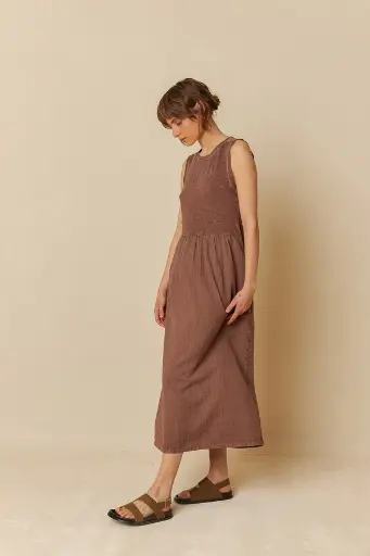 [AD370] Vestido algodón color chocolate 