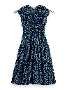 Vestido largo tejido arrugado azul