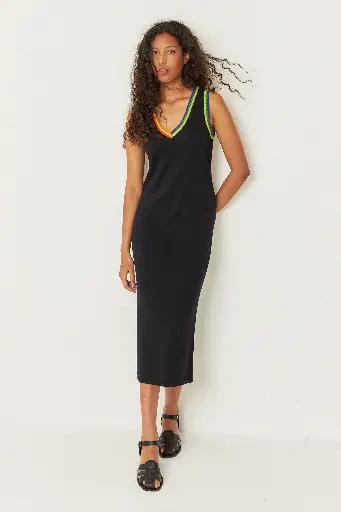 [ihara] Vestido midi punto multicolor 