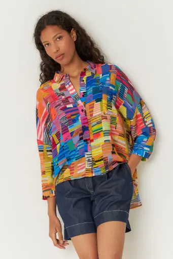 Camisa manga 3/4 multicolor 