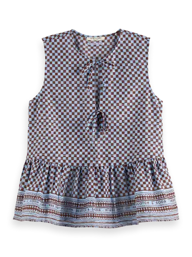 Top peplum lazos cuadros 