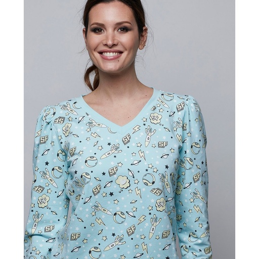 Sudadera estampado espacio color turquesa  SPACE FLAMINGO