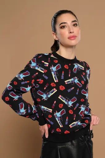 Camiseta  estampado Guns, Roses & Lipstick 