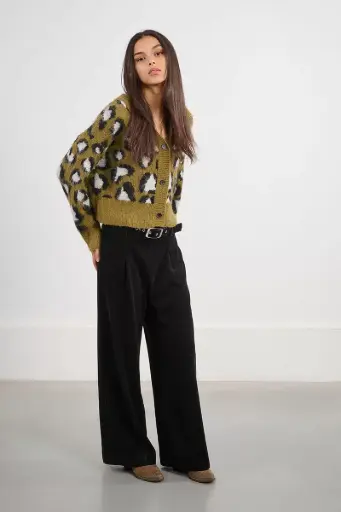 Cárdigan escote de pico animal print