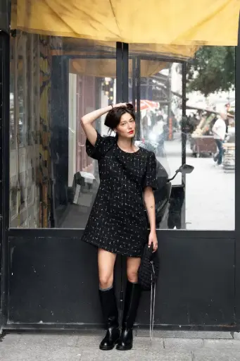 Vestido de manga corta abullonada