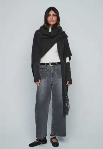[diana] Jeans pierna ancha gris marengo