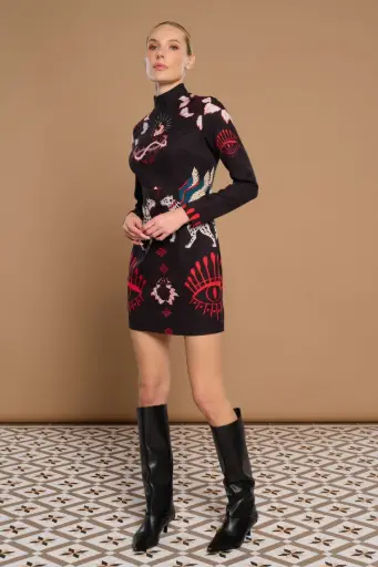 Vestido cuello perkins estampado místico