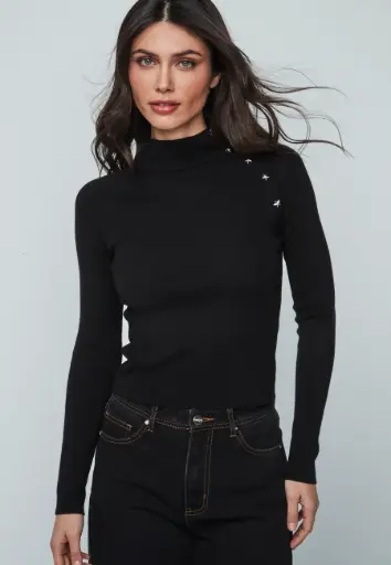 Jersey punto fino estrellas color negro