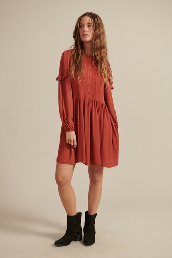 Vestido mangas abombadas color orange