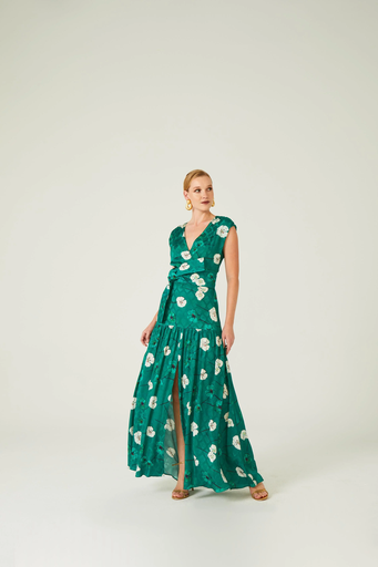 Vestido largo envolvente flores  DOLORES PROMESAS