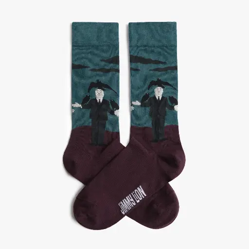 Calcetines HITCHCOCK CROWS  color rojo oscuro JIMMY LION