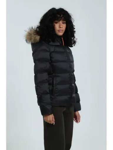 Plumífero con capucha de pelo black GERTRUDE+GASTON 