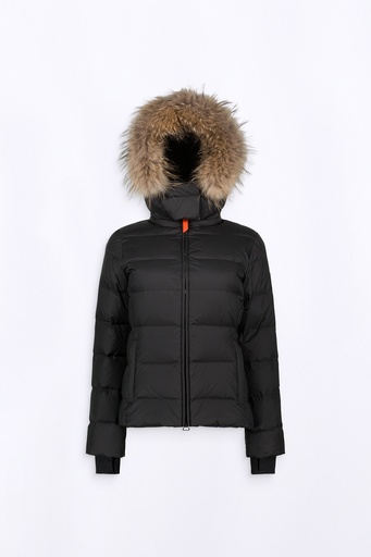 Plumífero con capucha de pelo black GERTRUDE+GASTON 