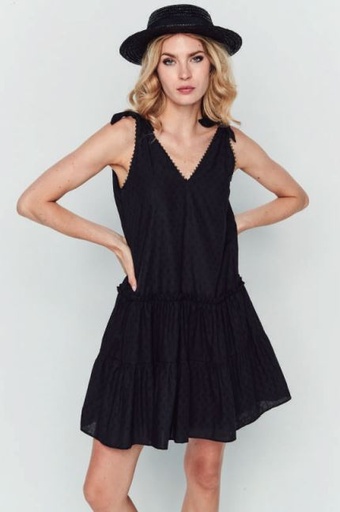 Vestido tirantes pasamanería color negro 