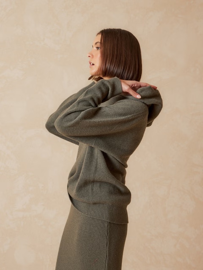 Jersey punto sport con capucha color khaki 