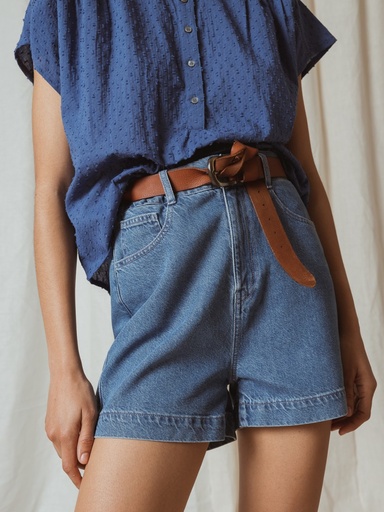Short sarga liso denim