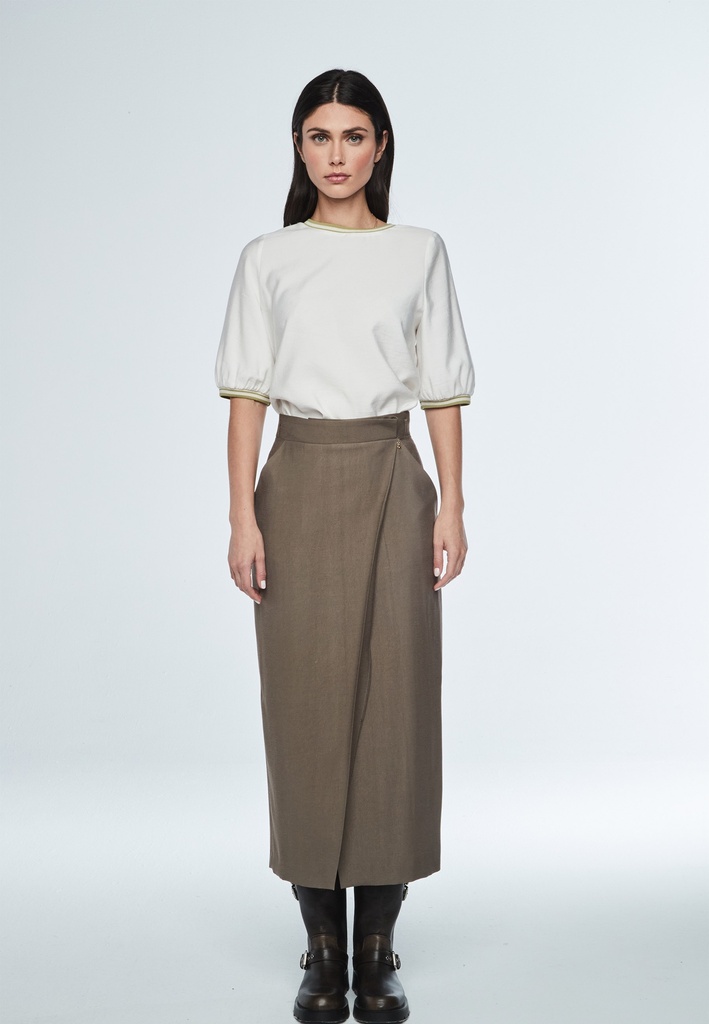 Falda midi entubada cruzada