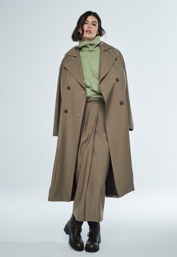 [SIMONE] Trench cruzado con solapa y cinturón