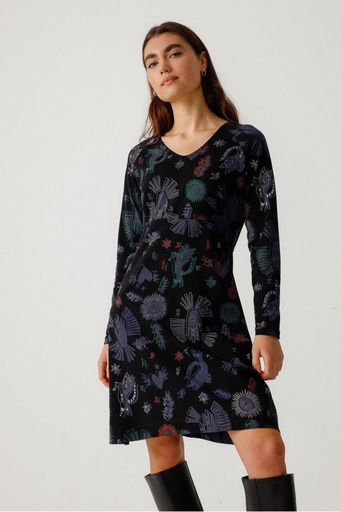 [LAMIA] Vestido evasé estampado amulette 